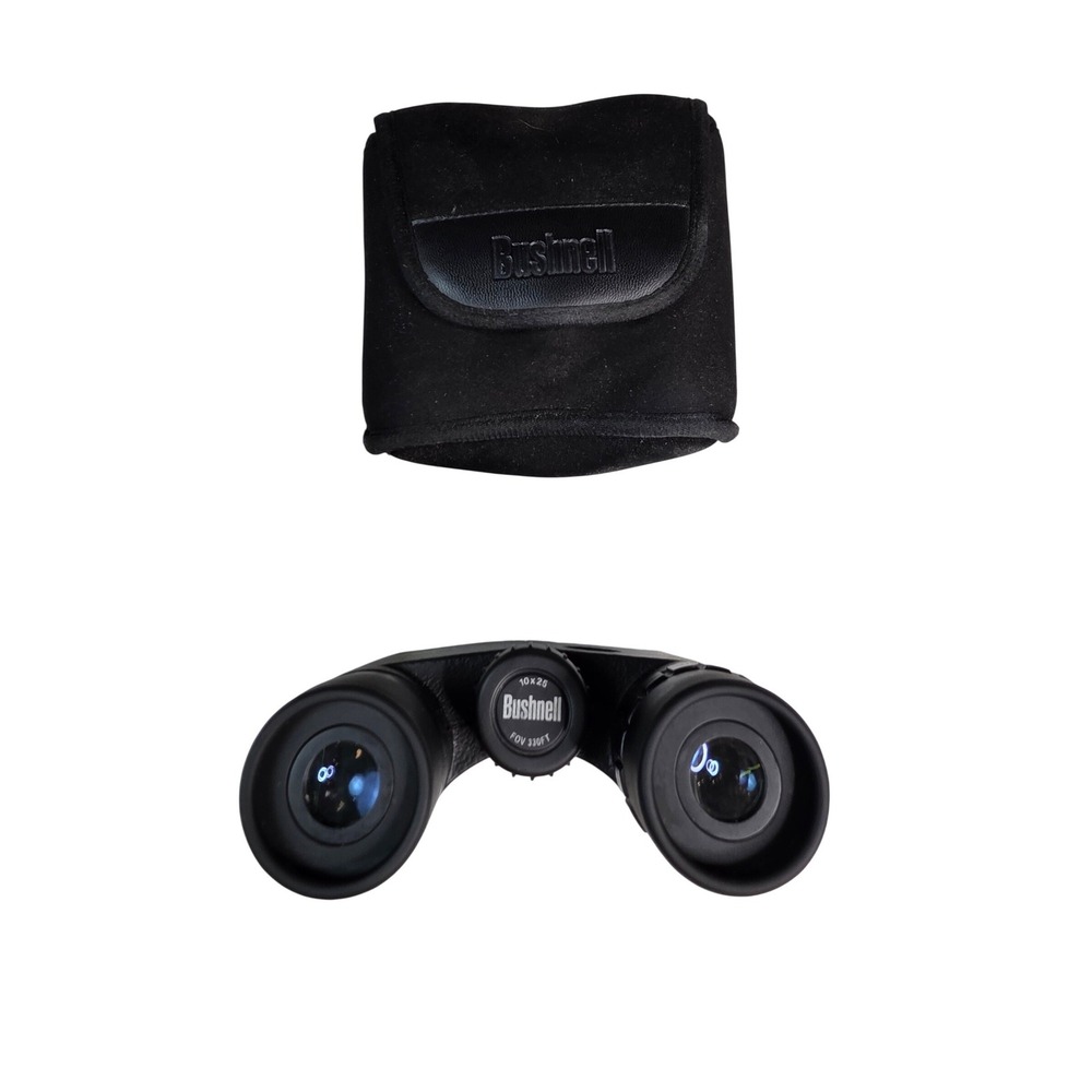 Bushnell 10x25‎ Compact Binoculars Black Folding Roof Prism 330FT FOV Case S4
